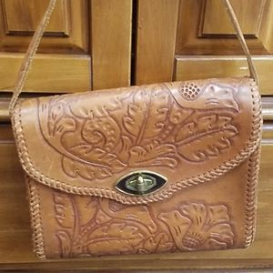 1950's vintage tooled leather purse
